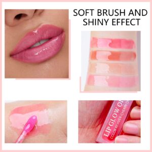 Marine Forest Hydrating Lip Glow Oil, Plumping Lip Gloss Transparent Lip Oil Tinted for Lip Care and Dry Lips, Non Sticky, Shiny and Moisturizing (02)