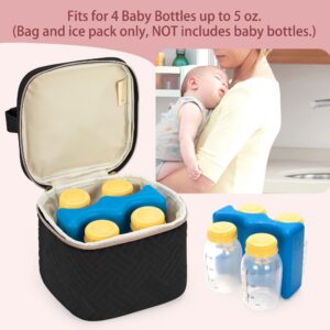 Fasrom Wearable Breast Pump Bag with Cooler Bundle with Baby Bottle Cooler Bag with Ice Pack Fits 4 Baby Bottles up to 5 Ounce