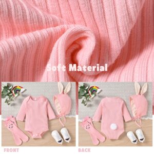 Aalizzwell 6-12 Months Infant Baby Girls First Easter Clothes Rabbit Bunny Ear Outfit Pink