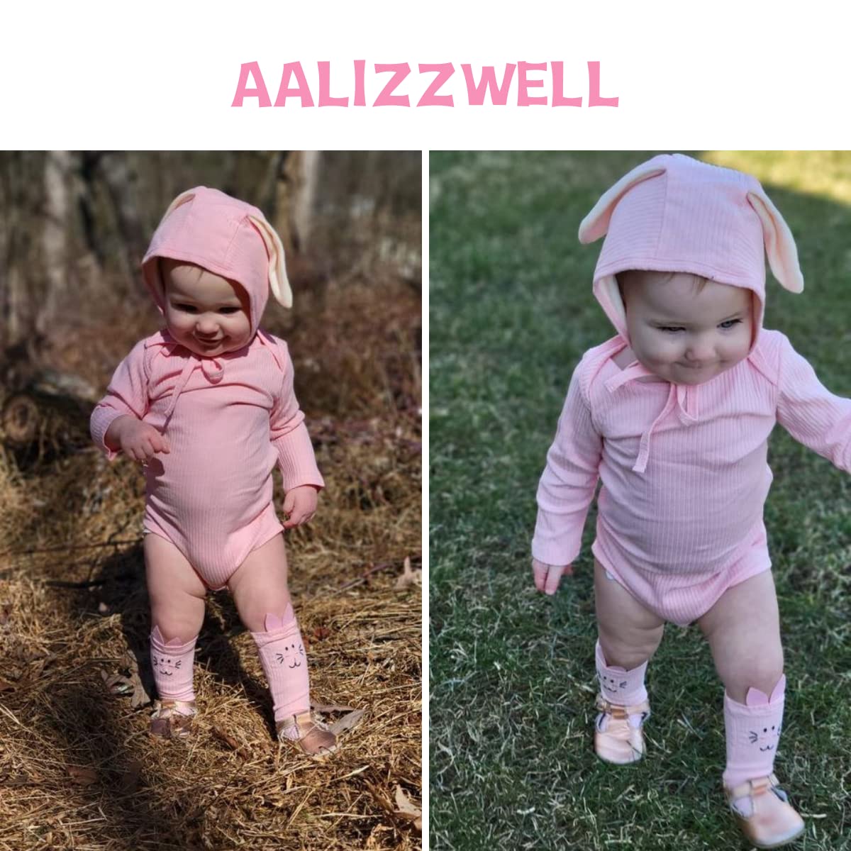 Aalizzwell 6-12 Months Infant Baby Girls First Easter Clothes Rabbit Bunny Ear Outfit Pink