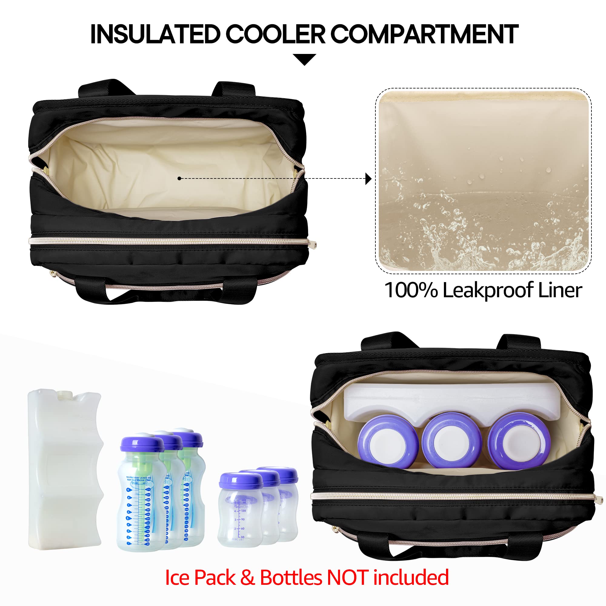 Fasrom Wearable Breast Pumping Bag with Cooler Bundle with Breastmilk Cooler Bag with Ice Pack Fits 6 Tall Baby Bottle Up to 9 Ounce