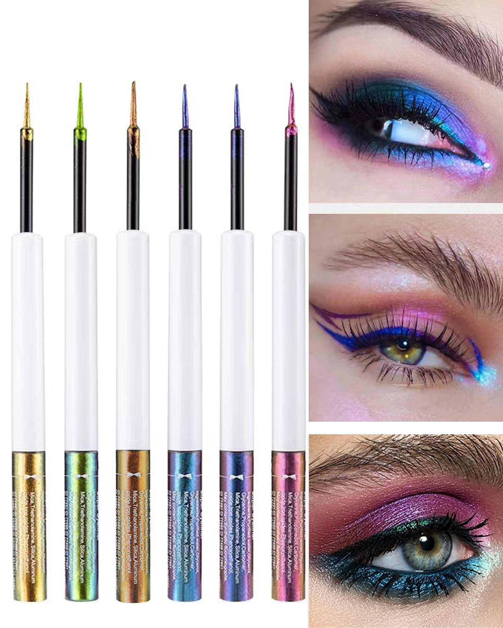 Chameleon Glitter Eyeliner Liquid - 1Pcs Green Metallic High-Pigmented Colored Makeup Glitter Pen for Eye Liner Eyeshadow, Smudge-proof, Ultra-Fine Tip Multichrome Eyeliner, Gift for Women Girl- 02#