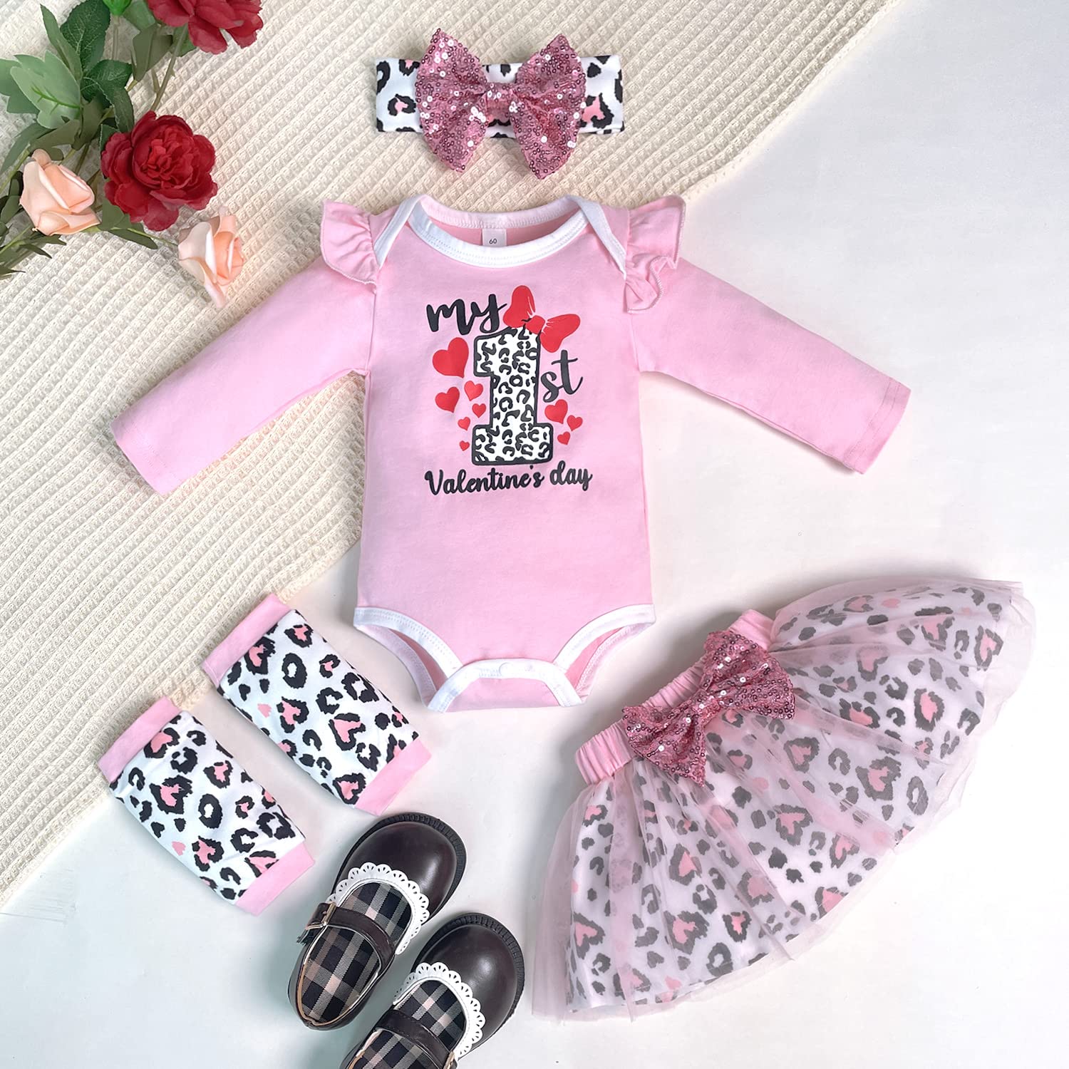 fioukiay Preemie Baby Girl Valentine's Day Skirt Sets Infant Love Heart Top Valentine's Day Dress Clothes Outfits (Pink, Preemie)