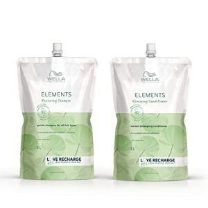 wella professionals elements renewing shampoo + conditioner set, sulfate & silicone free, instant detangling, for all hair types, liter sizes