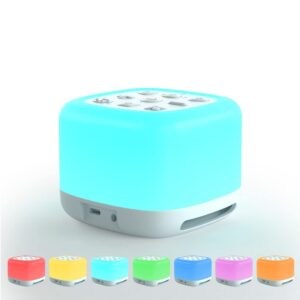 white noise sound machine with bluetooth speaker, night light 40 soothing sounds 9 color lights rechargeable portable for baby kids adults