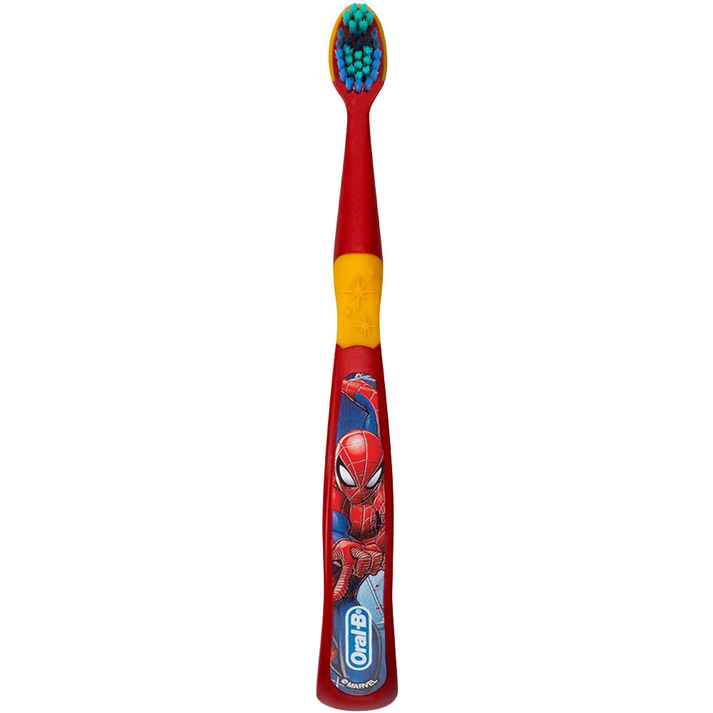 Oral-B Marvel Spider-Man Toothbrush, 3+ YRS, Extra Soft (Colors & Characters Very) & Kids Cavity Protection Toothpaste, Sparkle Fun Size 0.85oz (24g) Set of 2 - Pack of 3