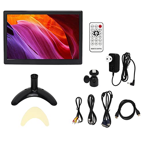 Garsentx 12 Inch TFT LCD Monitor with AV BNC VGA Input 1280x800 Portable Mini HD Color Screen Display with Built in Speaker Remote Control