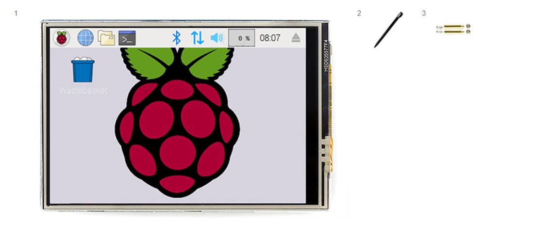 Coolwell 3.5 Inch LCD Screen Resisitive Touch Display C Touchscreen for Raspberry Pi 4B+ 4B 3B+ 3B 2B+ Zero W WH 480x320 SPI Small Raspberry Pi Monitor