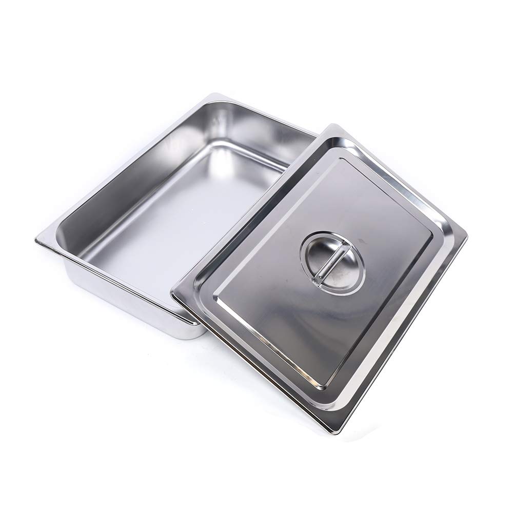 4pcs Stainless Steel Hotel Pans with Lids,Hotel Pans Full Size 4-Inch Deep, Commercial Food Pans Anti Jam Steam Table Pan for Hotels Restaurant(20x 12 x 4 inch)