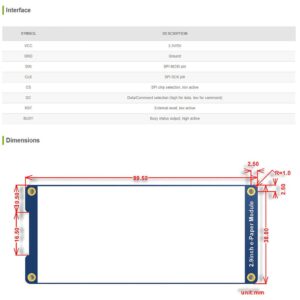 Coolwell Waveshare 2.9inch E-Paper Module Raspberry Pi E Paper Display 296x128 SPI Interface for Raspberry Pi 4B+ 4B 3B+ 3B 2B+ Zero W WH Jetson Nano Ardui