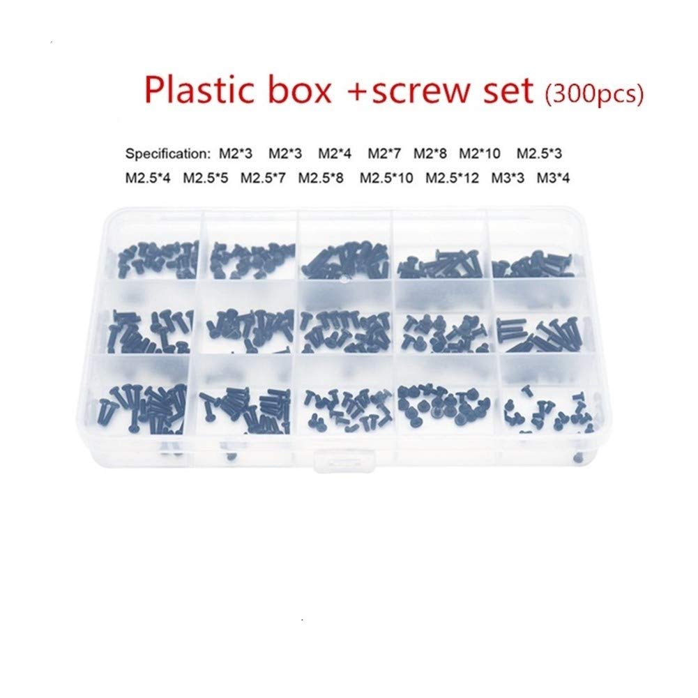 KIRANDY M2,M2.5,M3 Screws 300pcs Laptop Notebook Computer Screws Replacement Kit Alloy Steel Screws (Color : Plastic Box and scre)