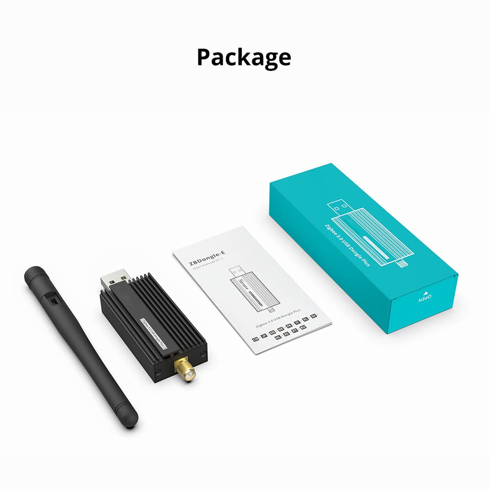 Smilewolf Zigbee 3.0 USB Dongle Plus Gateway，Wireless Zigbee 3.0 USB Adapter,Universal Zigbee Gateway Adapter with Antenna,for Home Assistant,Open HAB,etc (ZBDongle-E)