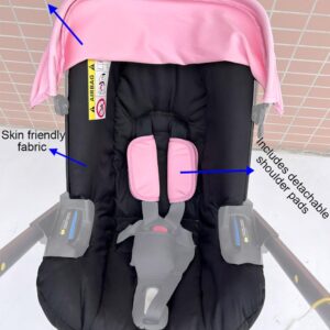 AICTIMO Seat Cushion Changing Kits Clothes, Sun Shade, Stroller Canopy Compatible with Doona Car Seat & Stroller (Pink Black), Pack of 1