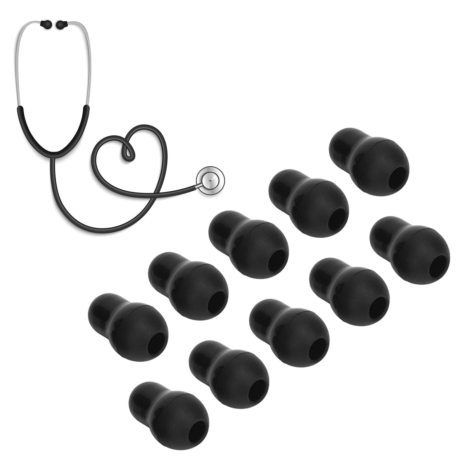 10pcs Stethoscope Ear Tips Universal Replacement 2.5mm Silicone Stethoscope Earplugs for 5mm Ear Hooks