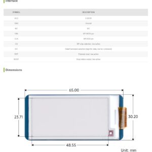 Coolwell Waveshare 2.13Inch E-Ink Display HAT 250x122 Three Color E-Paper Display Epaper Screen for Raspberry Pi 4B+ 4B 3B+ 3B 2B+ Zero W WH Jetson Nano for Arduino