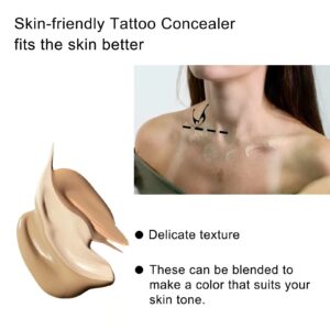 Tattoo Cover Up,Waterproof Invisible Concealer Body Leg Bruise Stretch Scar Dark Spots Vitiligo Skin Makeup Waterproof,Professional Long Lasting Tattoo Cover Up Suitable for Men and Women,2 Colors/Set