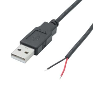 Short USB A Male 2 Pin Bare Wire,30cm/11.8in USB A 12V/3A Pigtail Open End Power Cable,for and USB Equipment Installed or Replace Repair DIY Cable(4PCS)