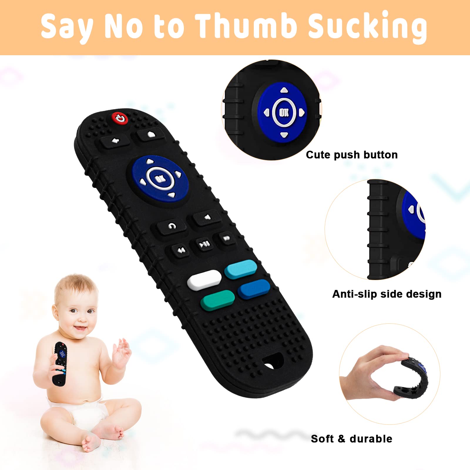 Baby Teething Toys, iselyn 3Packs Silicone Remote Teether Toys for Toddlers, Teething Toys for Babies 0-6 6-12 Months-Boys Girls Baby Toys Set, Remote Control Shape Chew Toys Gifts