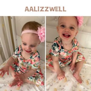 Aalizzwell 6-12 Months Infant Baby Girls Spring Summer Clothes Floral Bodysuit Dress Outfit