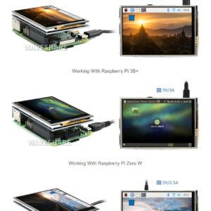 Coolwell 3.5 Inch LCD Screen Resisitive Touch Display C Touchscreen for Raspberry Pi 4B+ 4B 3B+ 3B 2B+ Zero W WH 480x320 SPI Small Raspberry Pi Monitor