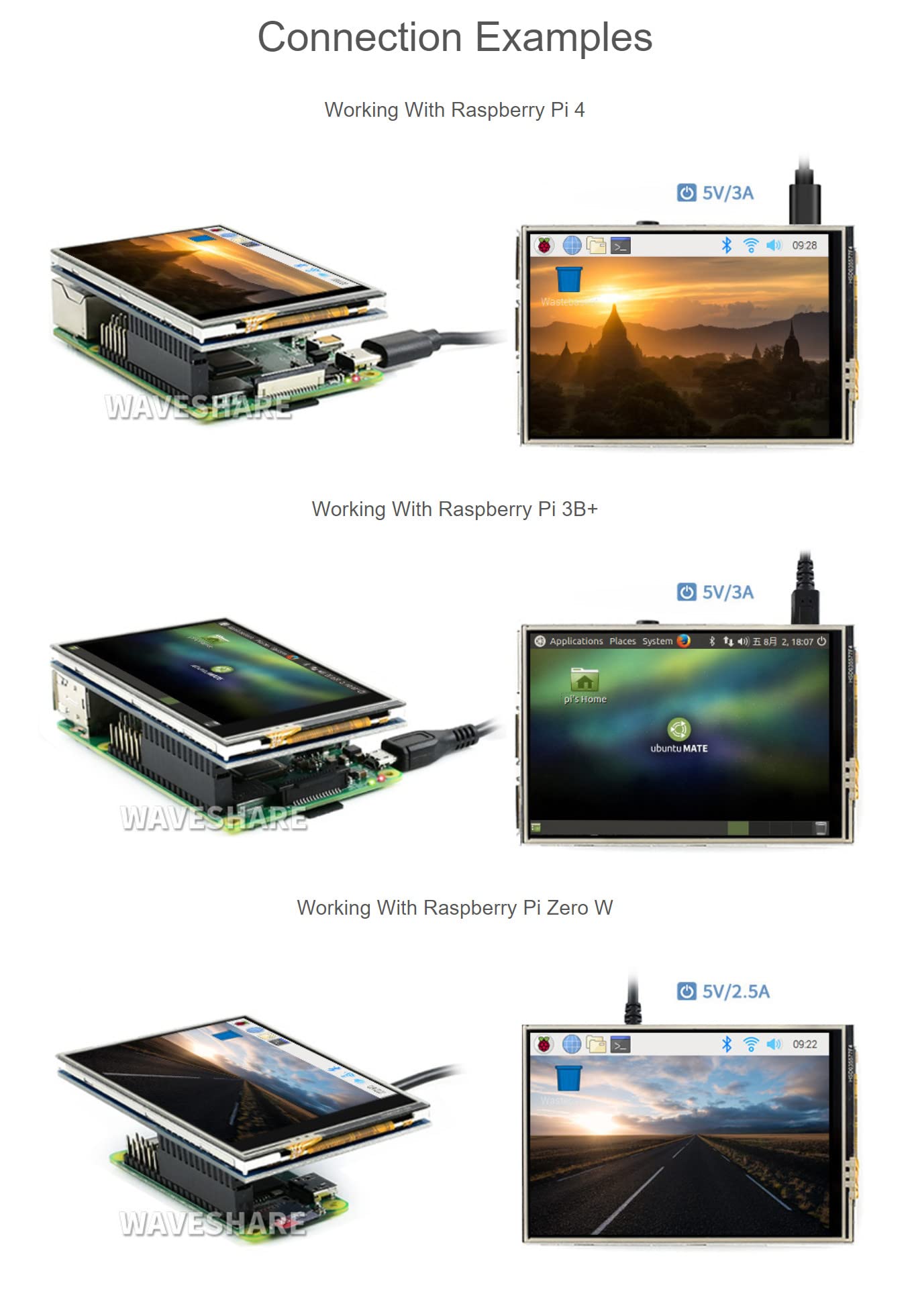 Coolwell 3.5 Inch LCD Screen Resisitive Touch Display C Touchscreen for Raspberry Pi 4B+ 4B 3B+ 3B 2B+ Zero W WH 480x320 SPI Small Raspberry Pi Monitor