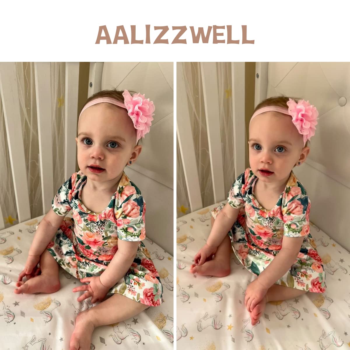 Aalizzwell 6-12 Months Infant Baby Girls Spring Summer Clothes Floral Bodysuit Dress Outfit