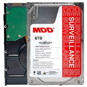 mdd (mdd6tsata6472dvr) 6tb 7200rpm 64mb cache sata 6.0gb/s 3.5inch internal surveillance hard drive - 3 years warranty (renewed)