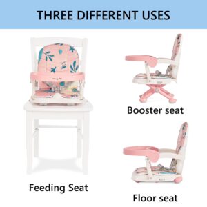 Dream On Me Munch N Go Booster Seat for Dining Table, Lightweight Compact Fold Travel Booster Seat, 3-in-1 Convertible, Four Level Height Adjustment and Easy Tray Removal