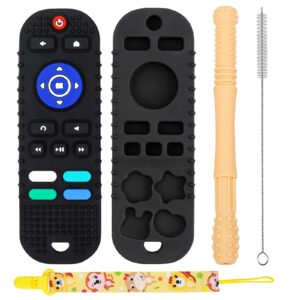 baby teething toys, iselyn 3packs silicone remote teether toys for toddlers, teething toys for babies 0-6 6-12 months-boys girls baby toys set, remote control shape chew toys gifts