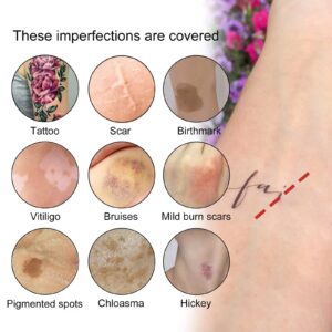 Tattoo Cover Up,Waterproof Invisible Concealer Body Leg Bruise Stretch Scar Dark Spots Vitiligo Skin Makeup Waterproof,Professional Long Lasting Tattoo Cover Up Suitable for Men and Women,2 Colors/Set