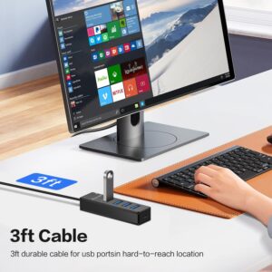 SmartQ 4-Port USB 3.0 Hub with 3-Foot Extension Cable, Compatible with Laptops, Windows PCs, Mac, Printers, External Hard Drives...…