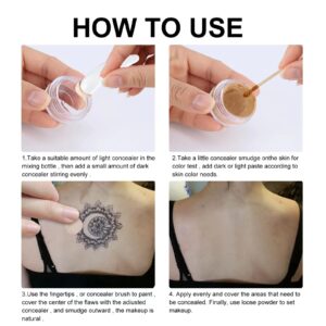 Tattoo Cover Up,Waterproof Invisible Concealer Body Leg Bruise Stretch Scar Dark Spots Vitiligo Skin Makeup Waterproof,Professional Long Lasting Tattoo Cover Up Suitable for Men and Women,2 Colors/Set