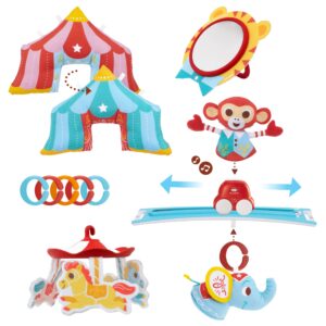 Yookidoo Circus Baby Playmat Gym. with Musical Motorized Mobile, Tummy Time Pillow, Mirror, and Newborn Textured Animal Figures. Infant Activity for 0-12 Month.