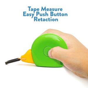 Handy Famm 8Ft Animal-Shaped Kids Tape Measure, Level & Protractor Angle Finder, Fun Educational Children's Tape Measure, Small Measuring Tape for Learning Early Math Skills, Ages 6+, Green Bird