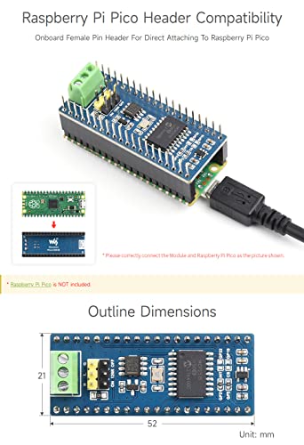 Waveshare CAN Bus Module (B) Compatible with Raspberry Pi Pico, Enabling Long Range Communication Through SPI