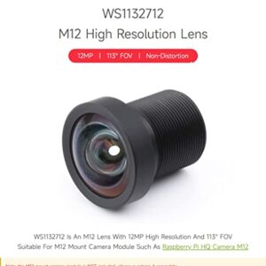 waveshare M12 High Resolution Lens, 12MP, 113° FOV, 2.7mm Focal Length, Compatible with Raspberry Pi Camera M12