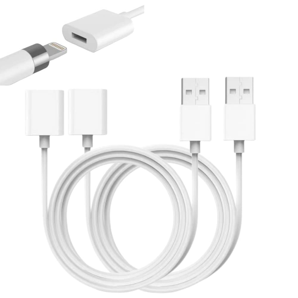 Design for Apple Pencil Charger,Apple Pencil Adapter 1FT 2 Pack, iPencil Pen First Gen Charging Cable Compatible with Apple Pencil 1st Generation,USB A Male to Lightning Female (Apple White)