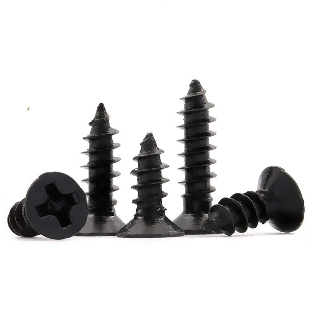 KIRANDY 100pcs Self Tapping Screws M1.7 M2 M2.3 M2.6 M3 Laptop Screws Computer Screws Small Pan Head Black Carbon Steel (Color : 5mm, Size : M2.3)