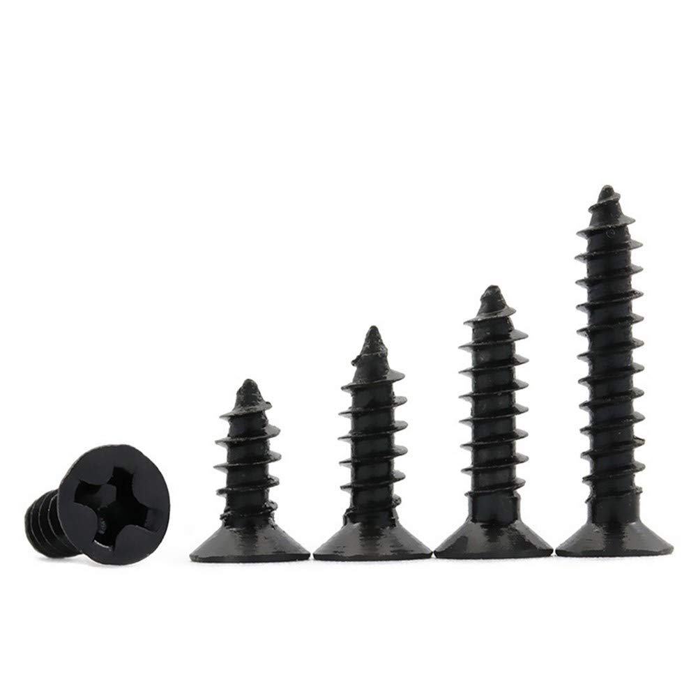 KIRANDY 100pcs Self Tapping Screws M1.7 M2 M2.3 M2.6 M3 Laptop Screws Computer Screws Small Pan Head Black Carbon Steel (Color : 5mm, Size : M2.3)