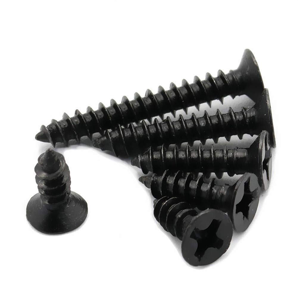 KIRANDY 100pcs Self Tapping Screws M1.7 M2 M2.3 M2.6 M3 Laptop Screws Computer Screws Small Pan Head Black Carbon Steel (Color : 5mm, Size : M2.3)