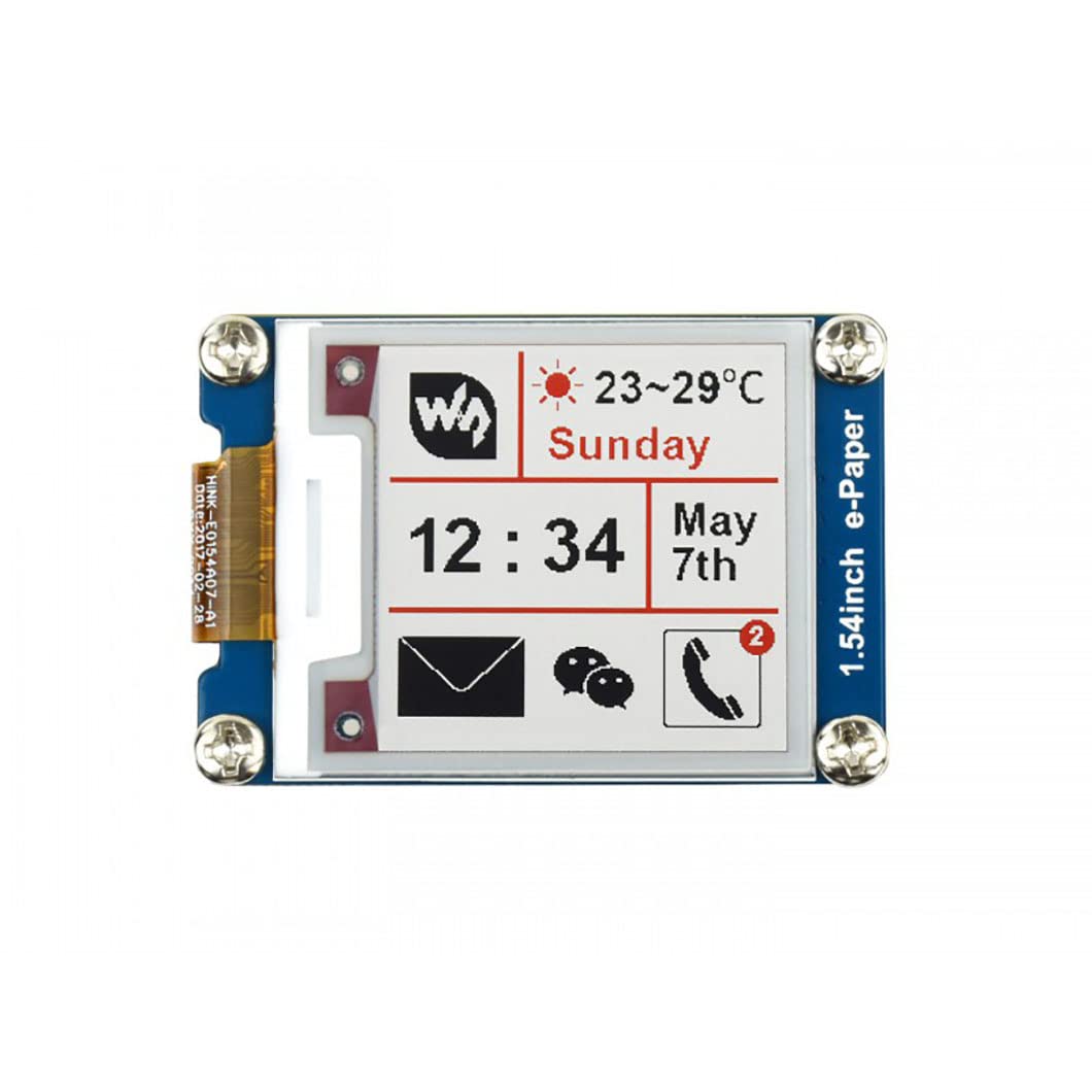 Coolwell Waveshare 1.54 Inch E-Ink Display HAT Epaper Display 200x200 SPI Interface Black White Red Color E-Paper Screen for Raspberry Pi 4B+ 4B 3B+ 3B 2B+ Zero W WH 2 W Jetson Nano