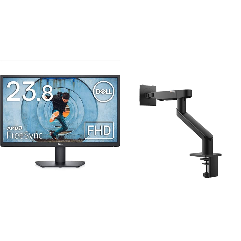 Dell Bundle of 2 24 inch Monitor FHD (1920 x 1080) 16:9 Ratio with Comfortview (TUV-Certified), 75Hz Refresh Rate, SE2422HX + 2 DELL-MSA20 Single Monitor,MSA20 Mounting Arm, Black