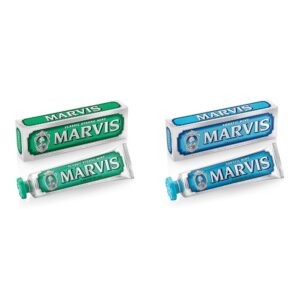 marvis classic strong mint and aquatic mint toothpaste set, 3.8 oz