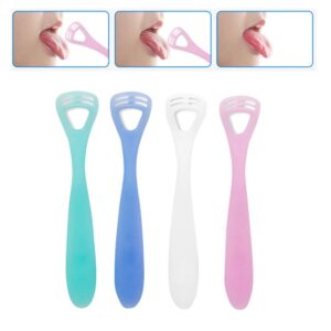 4pcs Tongue Cleaners Tongue Accessories Tongue Brush Oral Tools Tongue Scraper