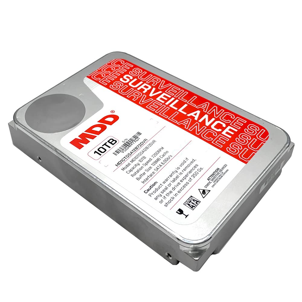 MDD (MDD10TSATA25672DVR) 10TB 7200RPM 256MB Cache SATA 6.0Gb/s 3.5inch Internal Surveillance Hard Drive - 3 Years Warranty (Renewed)