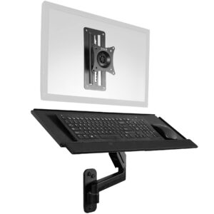 vivo sit-stand 17 to 32 inch single monitor wall mount with pneumatic arm keyboard tray combo, height adjustable, max vesa 100x100mm, black, mount-vwkb1