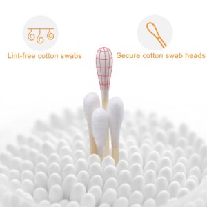 1000 ct (2000 Tips) Bamboo Cotton Swabs - Biodegradable Double Tips Cotton Buds - Natural Organic Cotton Swabs - Pure Cotton Buds For Ear Beauty & Personal Care