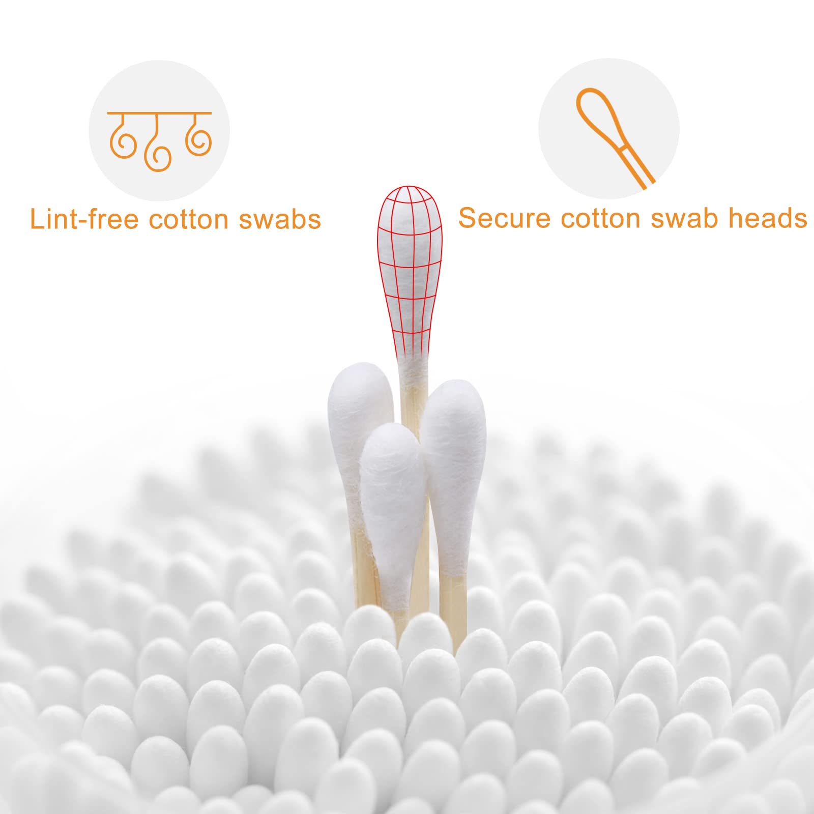 1000 ct (2000 Tips) Bamboo Cotton Swabs - Biodegradable Double Tips Cotton Buds - Natural Organic Cotton Swabs - Pure Cotton Buds For Ear Beauty & Personal Care