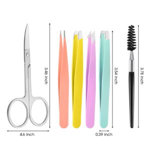 Tweezers, Eyebrow Tweezer Set for Women & Men, Eyebrow Tweezers with Case, Precision Tweezers for Facial Hair and Ingrown Hair Removal (6-Pack)