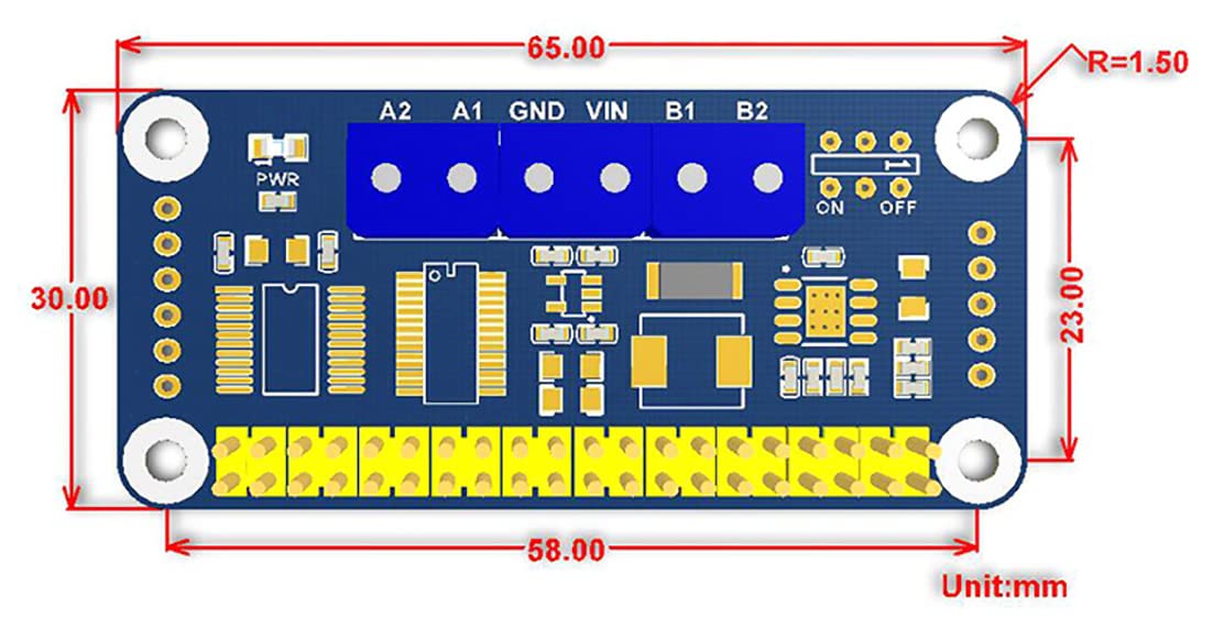 Coolwell Raspberry Pi Motor Driver HAT Onboard Driver TB6612FNG I2C Interface for Raspberry Pi 4B+ 4B 3B+ 3B 2B+ Zero W WH 2 W Stackable Up to 32 This Modules